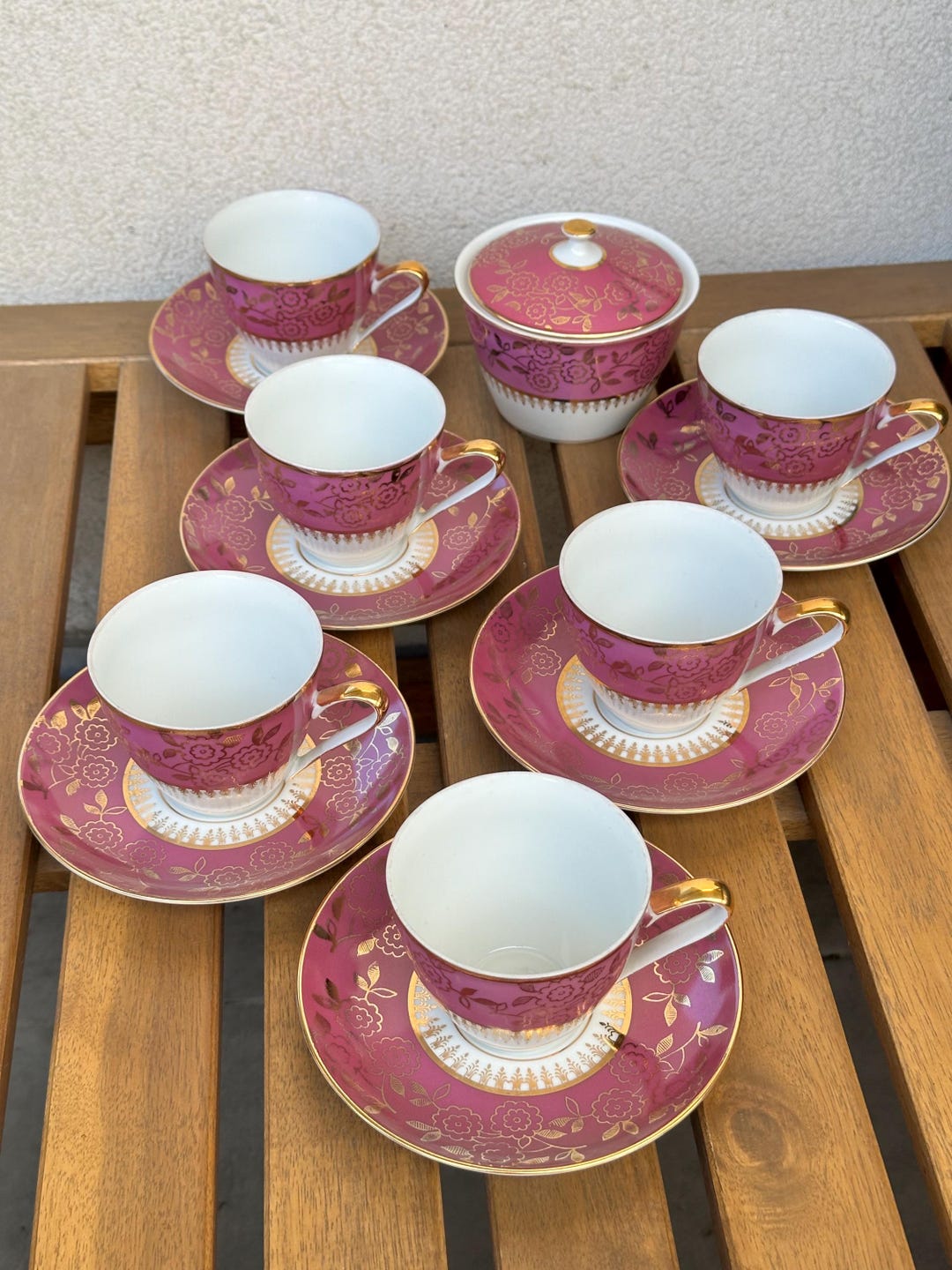Vintage MZ Czechoslovakia Coffee Set – Porcelain Cups Saucers & Sugar ...