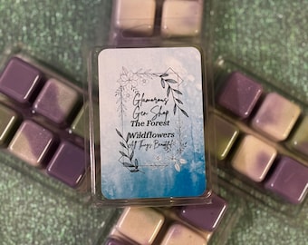 Pastillas de cera aromáticas con aroma a flores silvestres del bosque, vertidas a mano con cera de soja y aroma floral y boscoso.