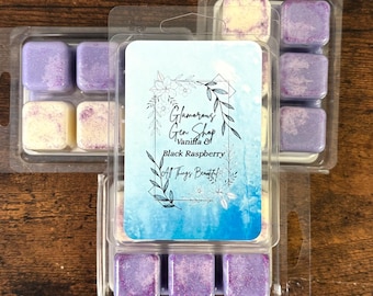 Vanilla Black Raspberry Soy Wax Melts, strong scented cubes, hand poured