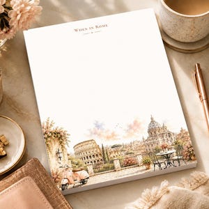 Bloc-notes de bureau Rome | 21,6 x 27,9 cm | Papeterie de voyage de luxe | Grand bloc-notes | 50 feuilles