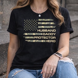 Husband Daddy Protector Hero Camo American Flag PNG (Digital Download)