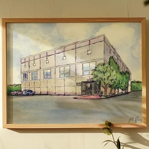 Paul Revere Office Building Canvas Print Architectural Illustration Commercial Building Watercolor Modern Workplace Wall Art Decor