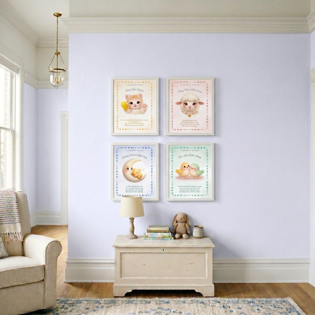 Nursery Rhyme Wall Nursery Print Bundle | Complete Set of 4 Printable ...
