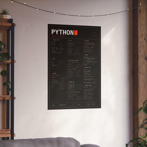 Póster con hoja de trucos de Python, póster físico mate, referencia de sintaxis de Python 3, arte mural para programadores, regalo para programadores, 12x18 16x24 24x36 imagen 14