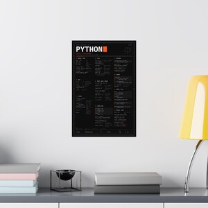 Póster con hoja de trucos de Python, póster físico mate, referencia de sintaxis de Python 3, arte mural para programadores, regalo para programadores, 12x18 16x24 24x36 imagen 8