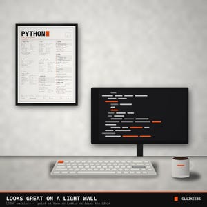 Pythonチートシートポスター、Python 3構文リファレンス、印刷可能なコーディングウォールアート、プログラマーギフト、ダーク+ライト、18x24 A2レターサイズ 画像 6