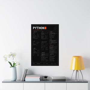 Póster con hoja de trucos de Python, póster físico mate, referencia de sintaxis de Python 3, arte mural para programadores, regalo para programadores, 12x18 16x24 24x36 imagen 16