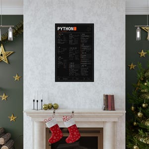 Póster con hoja de trucos de Python, póster físico mate, referencia de sintaxis de Python 3, arte mural para programadores, regalo para programadores, 12x18 16x24 24x36 imagen 15