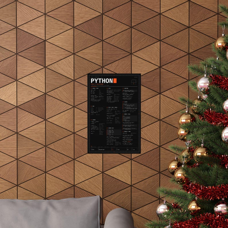 Póster con hoja de trucos de Python, póster físico mate, referencia de sintaxis de Python 3, arte mural para programadores, regalo para programadores, 12x18 16x24 24x36 imagen 4