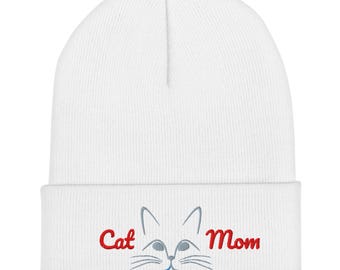 CAT MOM Cuffed Beanie I Gift for Mom