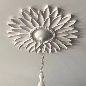 Flower Ceiling Medallion, Flower Decor, White Flower Decor, Sunflower Decor, Sunflower Ceiling Medallion, Home and Living, Marie Ricci, Baby