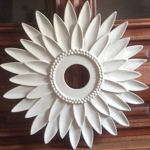 Ceiling Medallion, Flower Ceiling Medallion, White Decor, Sunflower Decor, Sunflower Ceiling Medallion, Marie Ricci, White Nursery Decor