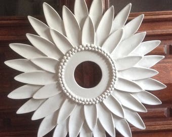 Ceiling Medallion, Flower Ceiling Medallion, White Decor, Sunflower Decor, Sunflower Ceiling Medallion, Marie Ricci, White Nursery Decor