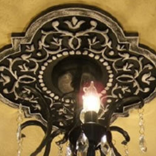 Farmhouse Decor Black Decor Ceiling Medallion Flower Decor Etsy