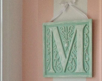 Marie Ricci Monogram Plaque: Custom Painted Letter Decor