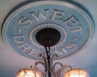 Sweet Dreams Ceiling Medallion: Hand-Painted Nursery Decor