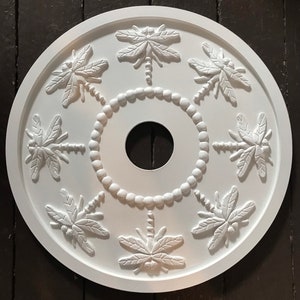 Dragonfly Ceiling Medallion: Primed White Resin Decor