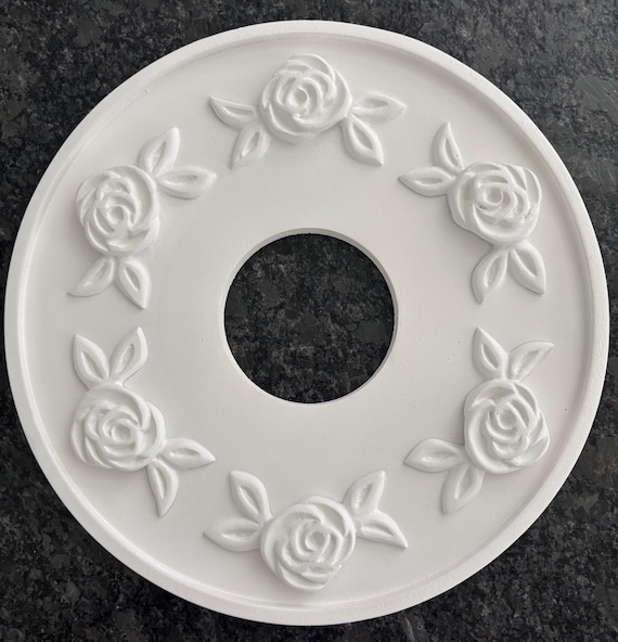 10" Rose Ceiling Medallion: White Flower Decor, Lightweight Resin