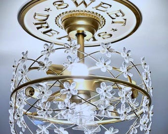 Sweet Dreams Ceiling Medallion: Hand-Painted Nursery Decor