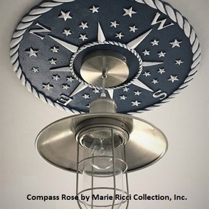 Compass Rose Ceiling Medallion, Ceiling Medallion, Nautical Decor, Navy and White Decor, Beach decor, Compass rose, Ceiling Medallions, Home