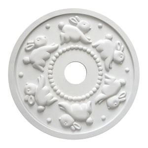 Ceiling Medallion, White, Bunny, Bunny Decor, Boys Room Decor, Lighting, Ceiling Medallion, Marie Ricci, White Decor, Nursery, Baby Shower