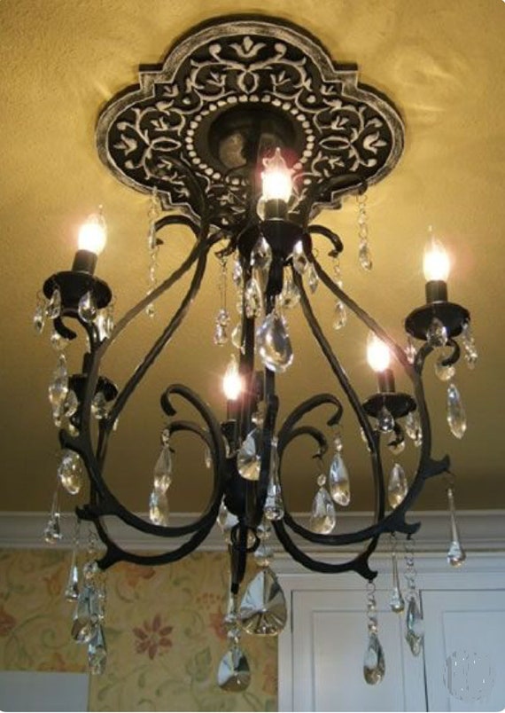 Farmhouse Decor Black Decor Ceiling Medallion Flower Decor Etsy