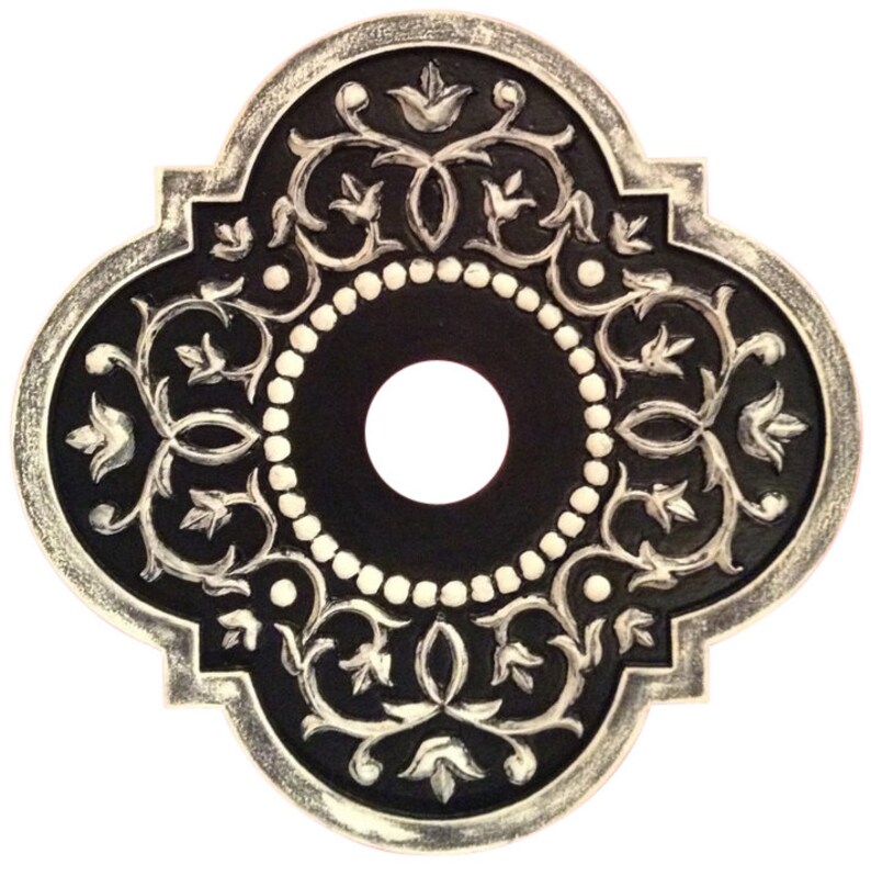 Farmhouse Decor Black Decor Ceiling Medallion Flower Decor Etsy
