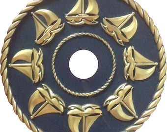 Nautical Sailboat Ceiling Medallion: Hand-Painted Nursery Decor