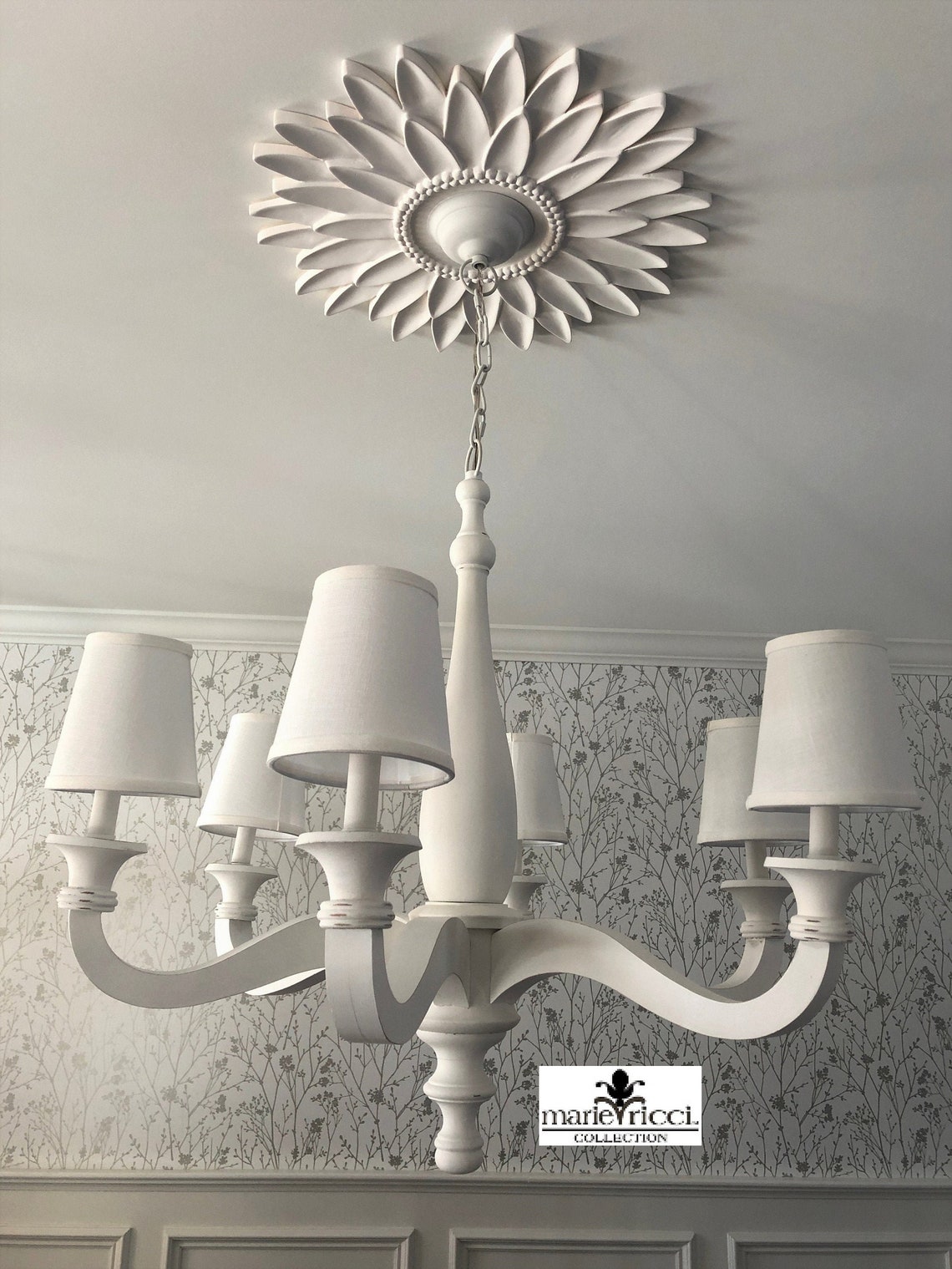 Ceiling Medallions White Ceiling Medallions Flower Ceiling Etsy