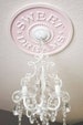Pink Decor for Girls Room, Pink Chandelier, Pink Ceiling Medallion, Shabby Chic Decor, Pink Decor, Baby Shower Gift, Marie Ricci, USA made 