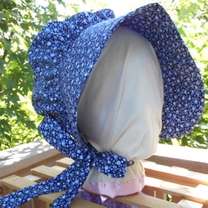 Girls Bonnet Navy Concord Calico image 2