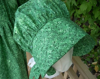 Girls Bonnet Hunter Green Confetti Floral