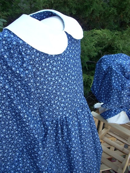 Civil War Reenactment Girls Infant Sizes 12 18 Month Prairie Pioneer Dress Bonnet Pentafore Set 