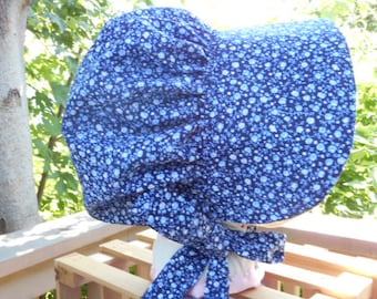 Girls Bonnet Navy Concord Calico