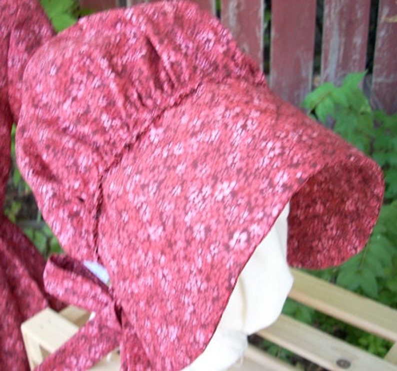 Girls Bonnet Burgundy Confetti Floral image 2