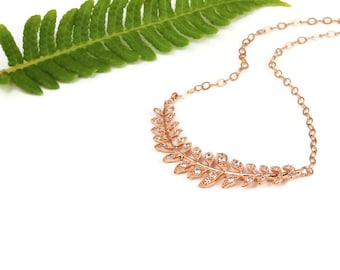 Rose Gold Laurel Leaf Necklace, Leaf Jewelry for Brides, Wedding Jewelry, Layering Necklace, Statement Piece, Nature Inspired