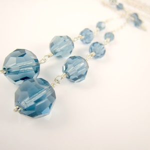 Crystal Lariat Necklace Y Necklace Blue Swarovski Crystal Jewelry Adjustable Necklace Gift Idea For Her image 4