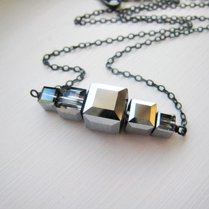 Crystal Cube Necklace: Modern Minimalist Bar Choker