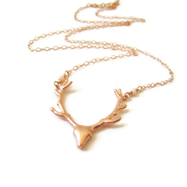 Rose Gold Deer Necklace, As Seen on Pretty Little Liars, Spencer Hastings, Gift Idea For Her, Elk Jewelry