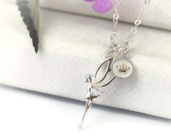 Fairy Princess Necklace Little Girl Woman Necklace Whimsical Pendant Silver Gold Jewelry Silver Fairy Jewellery Gift Idea BFF Valentines Day