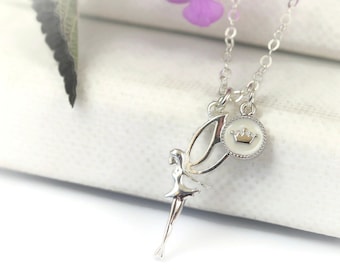 Fairy Princess Necklace Little Girl Woman Necklace Whimsical Pendant Silver Gold Jewelry Silver Fairy Jewellery Gift Idea BFF Valentines Day