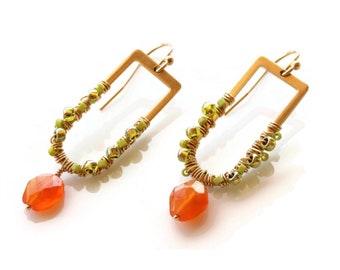 As Seen On Firefly Lane Netflix Carnelian And Seed Bead Earrings