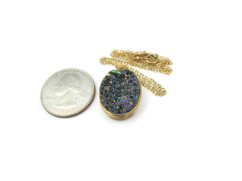 Rainbow Druzy Quartz Necklace Druzy Quartz Pendant Drusy Geode Necklace Gift Idea For Her BFF image 4