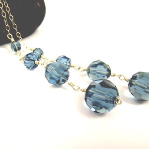 Crystal Lariat Necklace Y Necklace Blue Swarovski Crystal Jewelry Adjustable Necklace Gift Idea For Her image 2