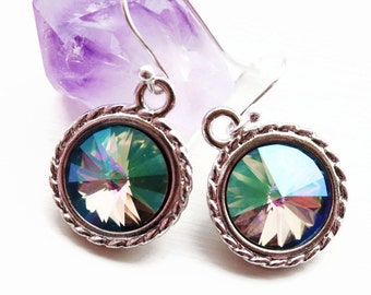 Unicorn Colors Crystal Silver Earrings Rainbow Color Earrings Colorful Cute Fantasy Inspired Gift Idea For Her