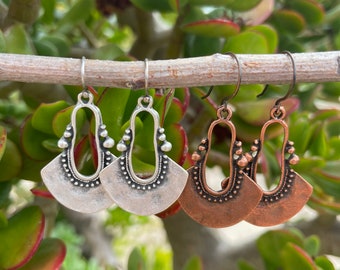 Bohemian Dangle Earrings Copper Earrings Silver Drop Earrings Summer Style Trends Gift Idea For Her