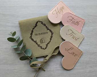 Christian Book Place Markers Bookmarks Leatherette Faith Hope Love Trust Laser Engraved Personalized