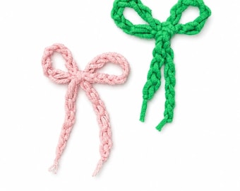Crochet Bow Pattern Bundle | Pink & Green Coquette Bow Digital Download | Handmade Bow Crochet Pattern PDF | Beginner Friendly Crochet
