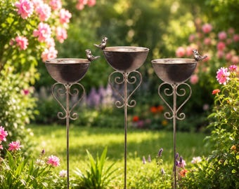 Metalen vogel- en bijenbadtuinpaal | Vintage bronzen bijenwaterstation | Vogelvoederbak Wildlife Garden Decor