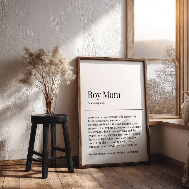 Boy mom wall art framed neutral home decor printable digital download